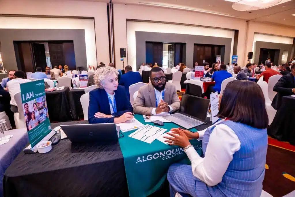 A Dentcor consultation with the Algonquin College team at an education fair