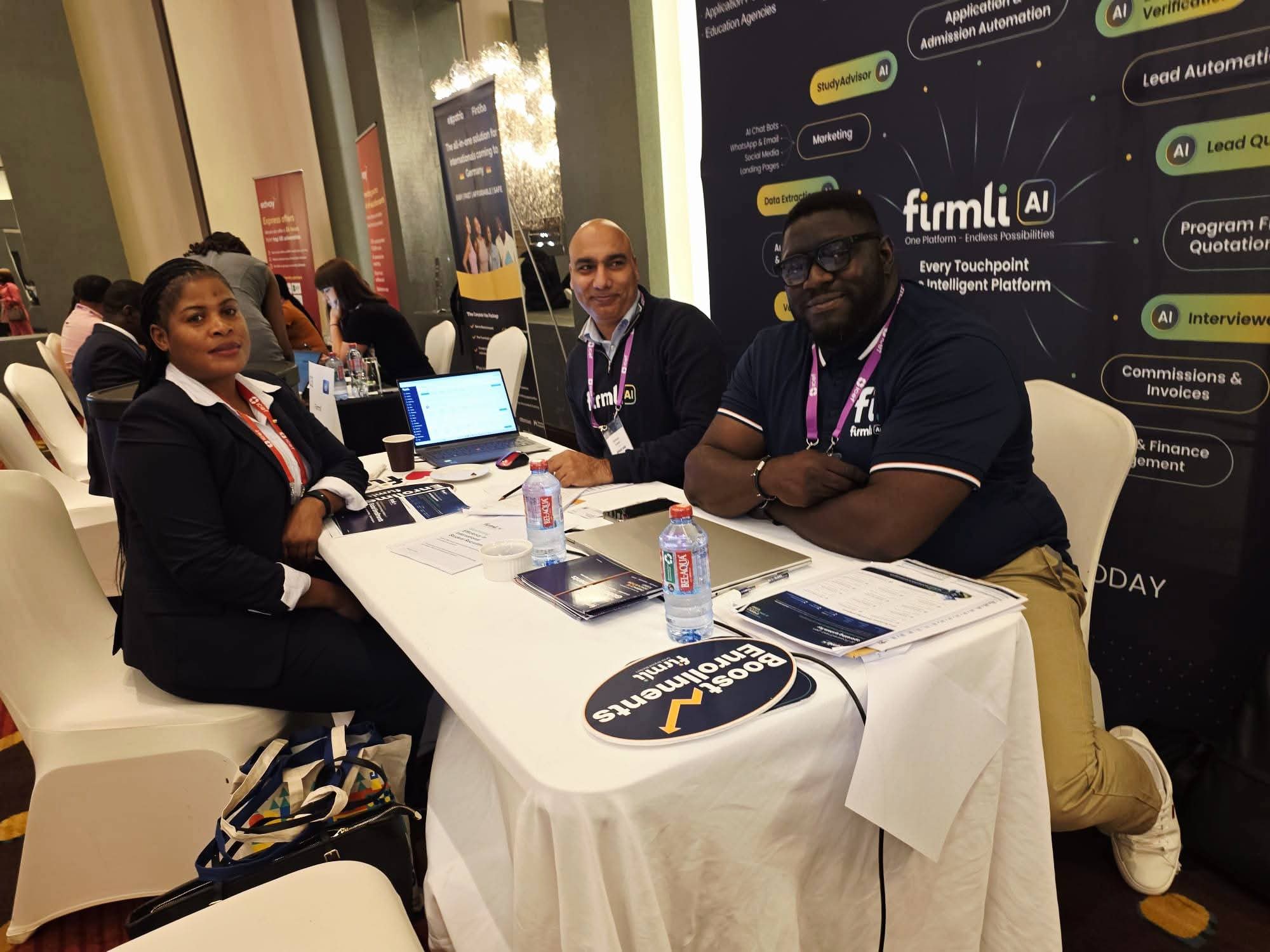 The Dentcor team collaborating with technology partners at an international education expo
