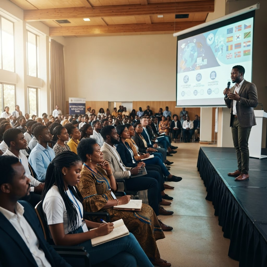Students and parents attending a Dentcor study-abroad seminar